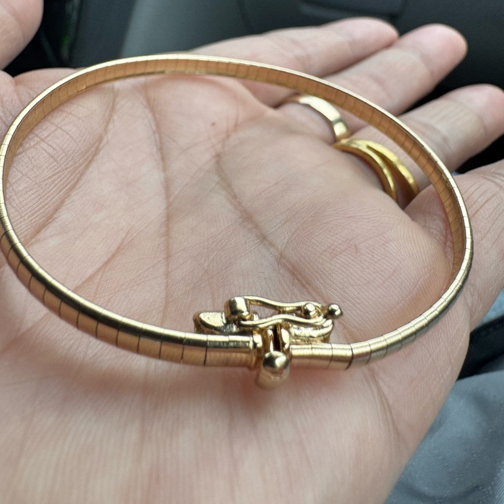 14KT Yellow Gold Plated Omega Bracelet Signed Alabaster